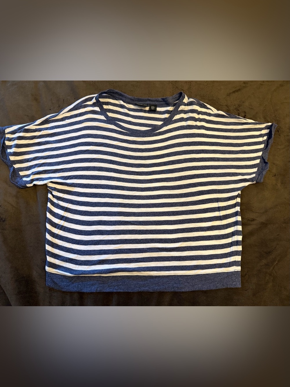 Rachel Zoe Striped Short Sleeve Top XL Blue White Cotton Modal Blend Slouchy